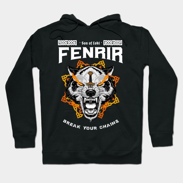 Sons of Loki: Fenrir the unchained-Norse mythology design Hoodie by JustJoshDesigns